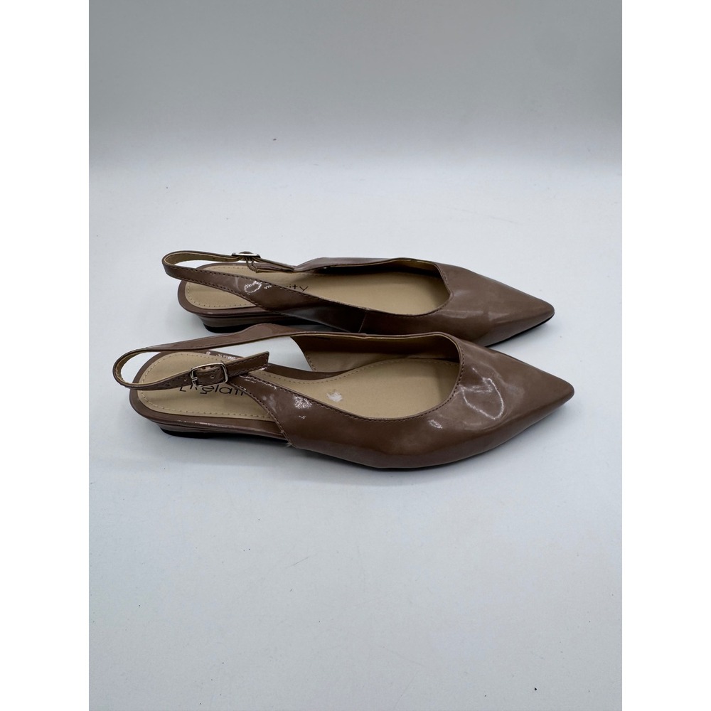 Relativity 7.5 M Taupe Slingback Flats Women's Pointed Toe Patent - Picture 6 of 7